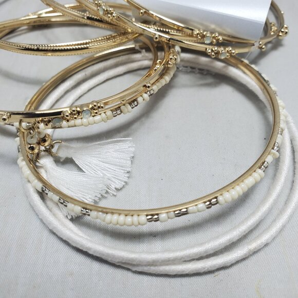 Rue21 12-Piece White and Gold Bangle Bracelet Set - Picture 4 of 8
